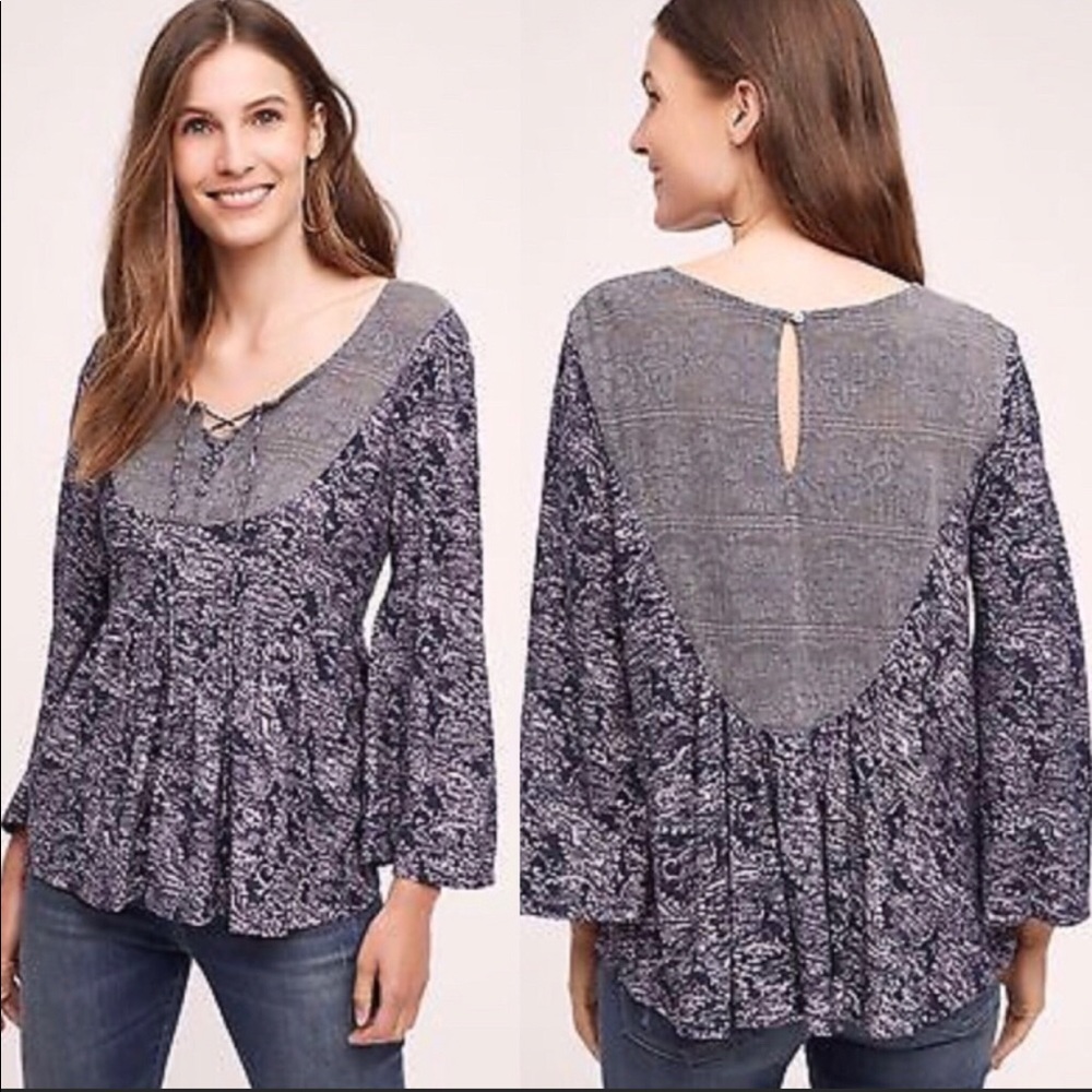 Akemi + Kin Marcella blue paisley top, XL